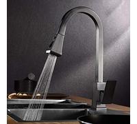 kitchen faucets with pull down sprayer, black, 2, hot and cold telescopic rotating single handle, all copper, kitchen sink, faucet pull out-Black B