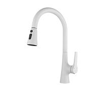 Kitchen faucets with Pull Down Sprayer Brass 360°Rotation Hot and Cold Water Multi-Function Single Hole Faucet-Grey (Color : Nero)
