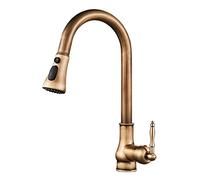 Kitchen faucets with Pull Down Sprayer Brass Antique Swivel Hot and Cold Water Single Hole Pull Down Kitchen Faucet-A，B