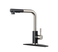 Kitchen Faucets with Pull Down Sprayer, Brushed Nickel Stainless Steel, Single Handle Classic Pull Out Sink Faucet for Farmhouse Bar Laundry RV, with Deck Plate for 1 or 3 Holes