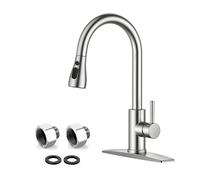 Kitchen Faucets with Pull Down Sprayer Brushed Nickel with 2 Pack G3/8 Male to G1/2 Female Adapter