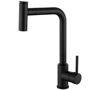 Kitchen faucets with Pull Down Sprayer, hot and Cold Single Handle Telescopic, Pull-Out, 2, Kitchen Sink, Faucet-A Black 304 Stainless Steel