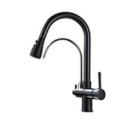 Kitchen Faucets with Pull Down Sprayer Hot and Cold Water Tank Faucet Rotating Multifunctional Water Purifier Direct Drinking Kitchen Faucet-Black A (Color : Black B)