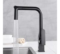 Kitchen Faucets with Pull Out Spray Black Hot and Cold Brass 360° Rotation Kitchen Sink Faucet-A (Color : B)