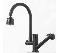 Kitchen Faucets with Pull Out Spray Black Kitchen Faucet Hot and Cold Water Swivel Single Hole Sink Faucet-C