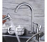 Kitchen Faucets with Pull Out Spray Chrome-Plated Faucet Brass Telescopic Spray Gun Rotating Sink Faucet-B (Color : B)