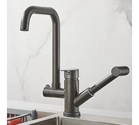 Kitchen Faucets with Pull Out Spray Rotating Telescopic Hot and Cold Water Multifunctional Brass Kitchen Mixer Faucet-B (Color : D)