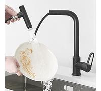 Kitchen Faucets with Pull Out Spray Shower Mode 360° Rotation Hot and Cold Single Hole 2 Functions Kitchen Mixer Sink Faucet-Black