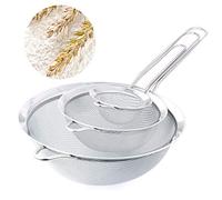 Kitchen Fine Mesh Strainers, KINMAD 3 Pcs Stainless Steel Mesh Strainer with Handle, 2.7"+4.8"+7.1"- Ideal to Strain Pasta, Noodles, Quinoa, Tea, Sift & Sieve Flour & Powdered Sugar
