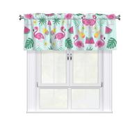 Kitchen Flamingo Ice Cream Fruit Print Curtain Valance 54x18inch,Filtering Semi Sheer,1 Panel Short Curtains For Bedroom,Bathroom