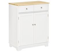 Kitchen Floor Cabinet Side Storage Cupboard Multi-use Sideboard Table with Solid Wood Top