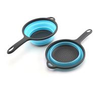 Kitchen Foldable Silicone Strainer Colanders, Collapsible Colanders with Handles, Space-Saver Folding Strainer Colander for Draining Pasta, Vegetable (Blue)