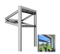 Kitchen Folding Window with Tempered Glass & Handle,Customizable Aluminum Mobile Home Windows,Folding Sliding Concession Window for Coffee Shop
