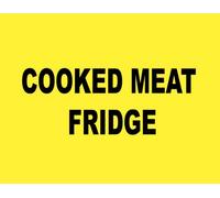 Kitchen Food Hygiene Restaurant Cooked Meat Fridge Warning Sign Self Adhesive Gloss Sticker 160mm x 125mm V7