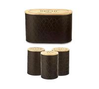 Kitchen Food Storage Canisters Set Bread Bin Tea Coffee Sugar Jars Tins Airtight Lid Lightweight Space Saver Counter Set Tea Coffee Sugar Containers Home & Kitchen Storage, Camervan, Living (Black)