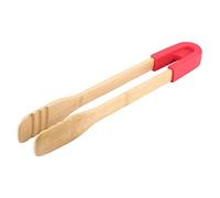 Kitchen Food Tongs, Wooden BBQ Clip Buffet Food Tongs Bread Steak Kitchen Clamp Serving Tool for Cooking, Serving, Barbecue, Salad, Buffet, Oven(red)