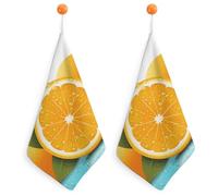 Kitchen Fresh Orange Hand Towels with Hanging Loops, Highly Absorbent & Quick Drying Towels for Kitchen Bathroom, Microfiber Cleaning Cloth, Dish Towel, Tea Towel Decorative, Dish Rag(12x12)
