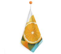 Kitchen Fresh Orange Hand Towels with Hanging Loops, Highly Absorbent & Quick Drying Towels for Kitchen Bathroom, Microfiber Cleaning Cloth, Dish Towel, Tea Towel Decorative, Dish Rag(12x12)