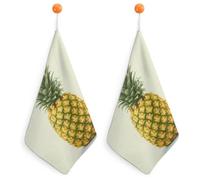 Kitchen Fresh Pineapple Hand Towels with Hanging Loops, Highly Absorbent & Quick Drying Towels for Kitchen Bathroom, Microfiber Cleaning Cloth, Dish Towel, Tea Towel Decorative, Dish Rag(12x12)