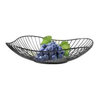 Kitchen Fruit Basket - Metal Wire Countertop Bowl, Round Holder | Stylish Black Storage Container for Fruit Snacks Lemon Banana Office Dining Decor Breathable Hollow Consstrution Best Gift