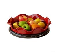 Kitchen Fruit Organizer, Large Capacity Rotating Fruit Plate, 360 Spin Snack Tray, Food Storage Container For Nuts And Candies(red)
