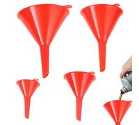 Kitchen Funnel Set, 4 Sizes (122mm-50mm), Food Grade Plastic -Funnels for Filling Bottles or Containers Automotive Car Oil Funnel Tool, Engine Wide Mouth Bottle (Red)