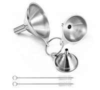 Kitchen Funnels for Filling Bottles, 3pcs Food Grade Stainless Steel Metal Kitchen Funnels Set for Essential Oil Spices Liquid