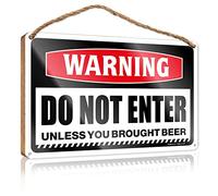 Kitchen Funny Sign Warning Do Not Enter Unless You Brought Beer Wooden Sign Winter Door Decorations Patio Decorations Outdoor ( Size : 15X28CM )