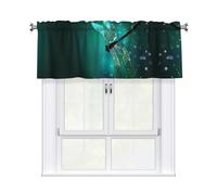 Kitchen Galaxy Animal Dragonfly Print Curtain Valance 54x18inch,Filtering Semi Sheer,1 Panel Short Curtains For Bedroom,Bathroom