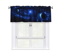 Kitchen Galaxy Print Curtain Valance 54x18inch,Filtering Semi Sheer,1 Panel Short Curtains For Bedroom,Bathroom