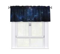 Kitchen Galaxy Space Starry Sky Print Curtain Valance 54x18inch,Filtering Semi Sheer,1 Panel Short Curtains For Bedroom,Bathroom