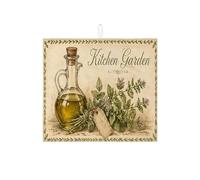 Kitchen Garden Dish Drying Mats for Kitchen Counter, Vintage Green Herb Absorbent Dish Drainer Rack Mat, Rustic Country Microfiber Drying Pad for Counter Decor 16x18 Inch