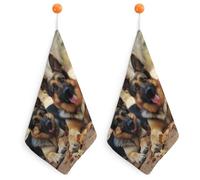 Kitchen German Shepherd Dog Hand Towels with Hanging Loops, Highly Absorbent & Quick Drying Towels for Kitchen Bathroom, Microfiber Cleaning Cloth, Dish Towel, Tea Towel Decorative, Dish Rag(12x12)