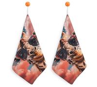 Kitchen Giraffe Wearing Sunglasses Hand Towels with Hanging Loops, Highly Absorbent & Quick Drying Towels for Kitchen Bathroom, Microfiber Cleaning Cloth, Dish Towel, Tea Towel Decorative, Dish Rag(12