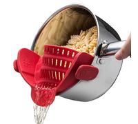 Kitchen Gizmo Snap N' Strain - Silicone Clip-On Colander, Heat Resistant Drainer for Vegetables and Pasta Noodles, Kitchen Gadgets for Bowl, Pots, and Pans - Essential Home Cooking Tools - Red
