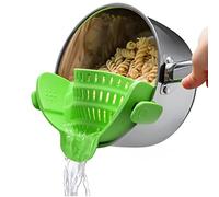 Kitchen Gizmo Snap N' Strain - Silicone Pasta Strainer Clip-On for Pots and Pans - Heat Resistant Colander for Vegetables and Noodles - Kitchen Gadgets for Cooking - Space-Saving Design - Green