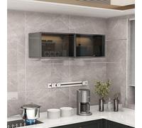Kitchen glass display cabinet wall mounted with light Bathroom narrow Storage Cabinet Top flip door Wooden Display Stand Single/Double door Space-saving Dustproof