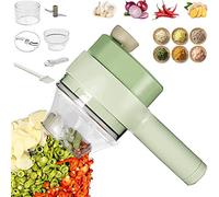 Kitchen Goods Electric Vegetable Cutter Set - 4 in 1 Portable, Rechargeable, Wireless Food Processor & Chopper Machine for Pepper, Garlic, Onion, Celery & Meat