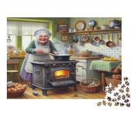 Kitchen Grandma Jigsaw Puzzles Cozy Cooking 1000 Pieces Recycled Paper for Adults Educational Game Brain Thinking Home Fun Present Great Gift 70x50cm/1000pcs