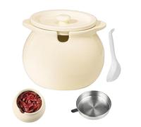 Kitchen Grease Container 1.5L Ceramic Grease Storage Container | Grease container with strainer and spatula for kitchen, cooking, baking, weekend, breakfast, brunch and