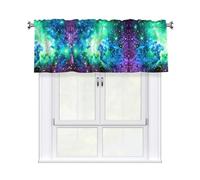 Kitchen Green Blue Purple Galaxy Print Curtain Valance 54x18inch,Filtering Semi Sheer,1 Panel Short Curtains For Bedroom,Bathroom
