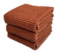 Kitchen Hand Towels: Maroon Rust 100% Cotton Cloth Soft Cleaning Drying Dished Absorbent Ribbed Terry Loop, Set of 3 Multipurpose for Everyday Use (Cinnamon Stick)