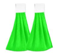 Kitchen Hand Towels with Hanging Loop Plain Lime Green Solid Color Bathroom Towel Set of 2, Ultra Absorbent Cute Kitchen Towel Decorative, 18.2 x 14 Inch