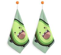 Kitchen Happy Avocado Hand Towels with Hanging Loops, Highly Absorbent & Quick Drying Towels for Kitchen Bathroom, Microfiber Cleaning Cloth, Dish Towel, Tea Towel Decorative, Dish Rag(12x12)