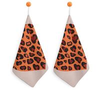 Kitchen Heart Leopard Hand Towels with Hanging Loops, Highly Absorbent & Quick Drying Towels for Kitchen Bathroom, Microfiber Cleaning Cloth, Dish Towel, Tea Towel Decorative, Dish Rag(12x12)
