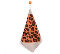 Kitchen Heart Leopard Hand Towels with Hanging Loops, Highly Absorbent & Quick Drying Towels for Kitchen Bathroom, Microfiber Cleaning Cloth, Dish Towel, Tea Towel Decorative, Dish Rag(12x12)