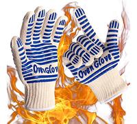 Kitchen Heat Resistant Gloves, EN407 Certified Microwave & Baking Gloves 932°F Non-Slip for Handling Hot Surfaces, Grills, Trays & Utensils (Blue 1 Pair)
