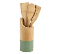 Kitchen Helper Set Bamboo Kitchen Utensils 4-Piece Round, Sustainable, Beige