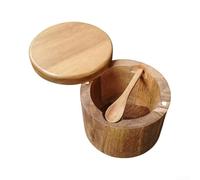Kitchen Herb Jar 9cm Wooden with Matching Spoon