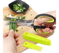 Kitchen Herb Scissors - Stainless Steel Cutting Scissors 5 Layers Dishwasher Kitchen Gadget Green Shredding Shredding Shears Christmas Gift for Onion Salad